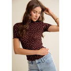 POLKA DOT CRINKLED SHORT SLEEVES TOP
