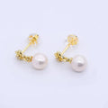24K Gold Filled Freshwater Pearl Flower Stud Earrings