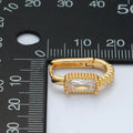 24K Gold Filled 18mm Baguette Cz Dotted Oblong Huggie Earrings