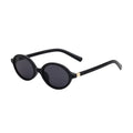 Retro Street Style Small Oval Frame Sunglasses: Black