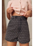Polka Dot Denim Shorts