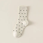 Lace Polka Dot Comfort Breathable Socks: White