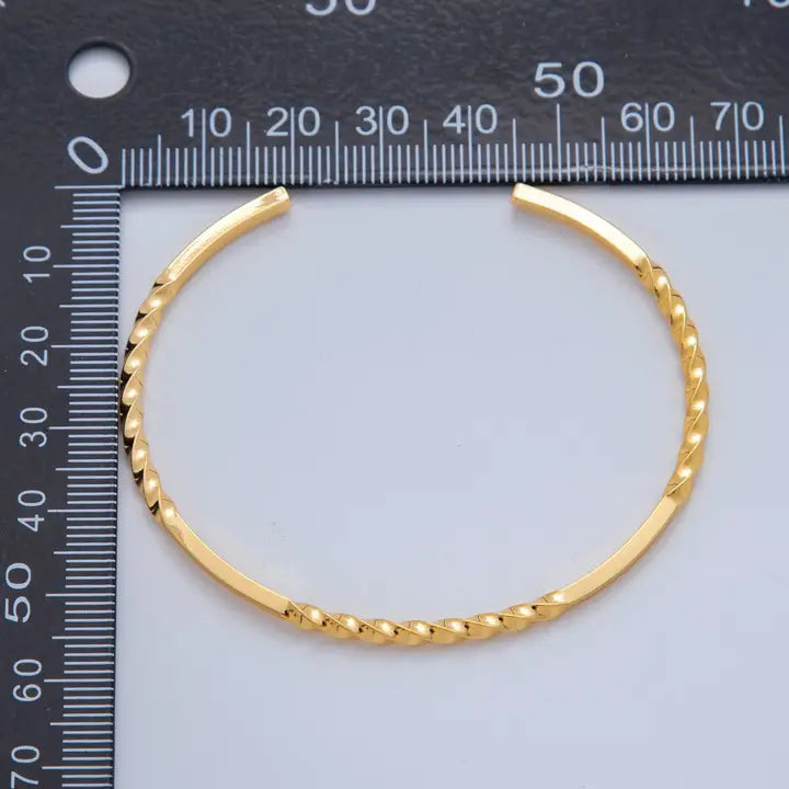 18K Gold Filled Twisted Band Bar Cuff Bracelet