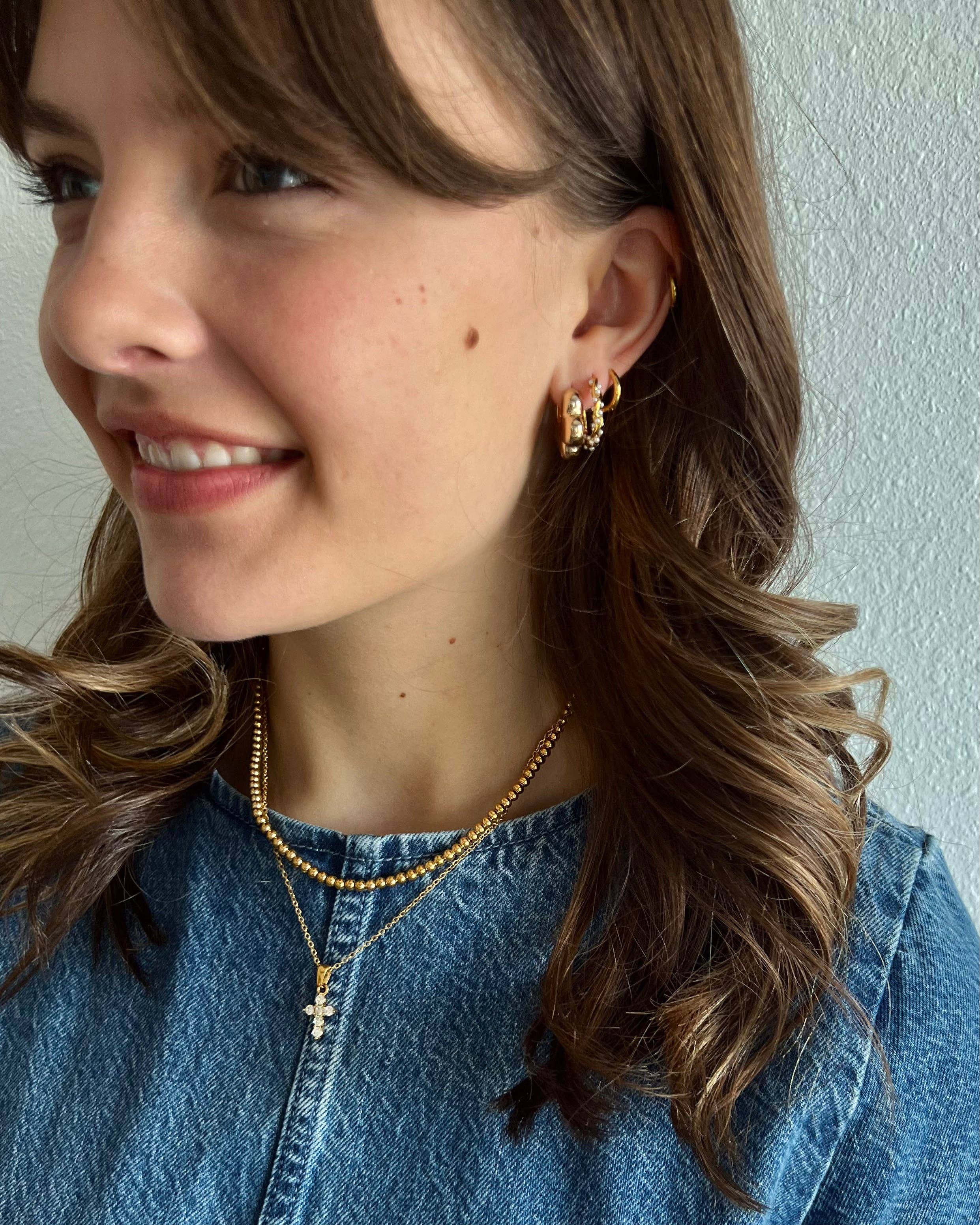 Leah Dainty Crystal Cross Necklace
