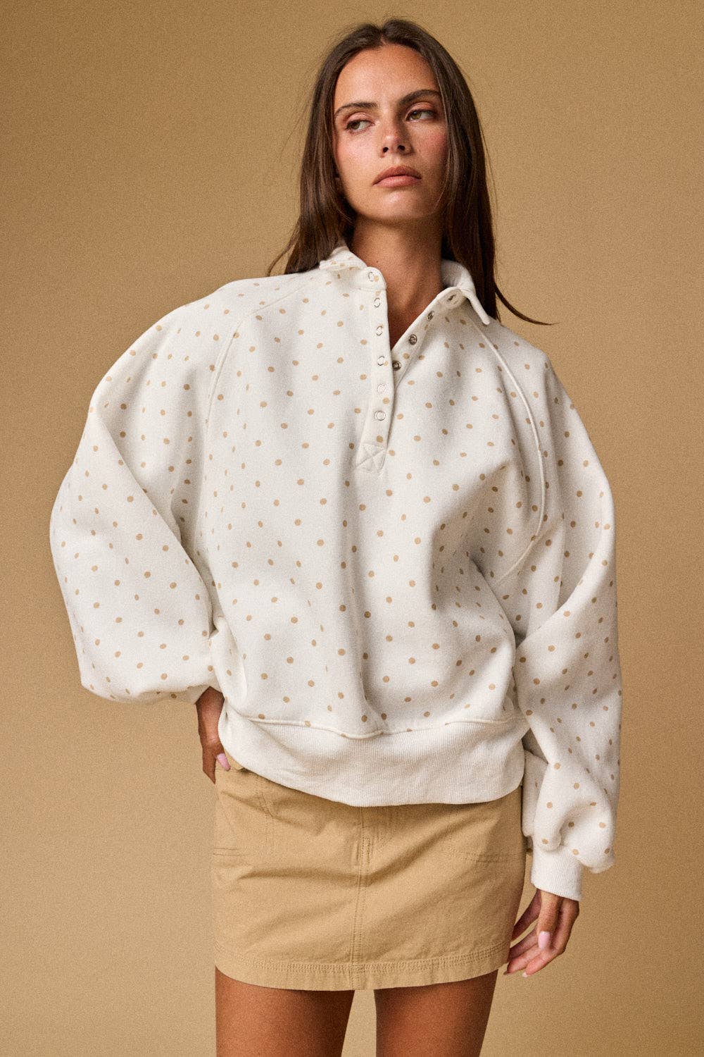 POLKA DOT PIPER SNAP BUTTON SWEATER