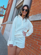 Ivory Color Block Mock Neck Pullover Set
