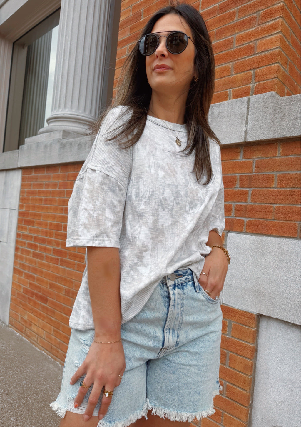 Ribbed Loose Fit Camo Shirt