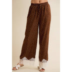SATIN POLKA DOT WIDE LEG PANTS WITH LACE