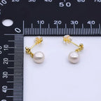 24K Gold Filled Freshwater Pearl Flower Stud Earrings
