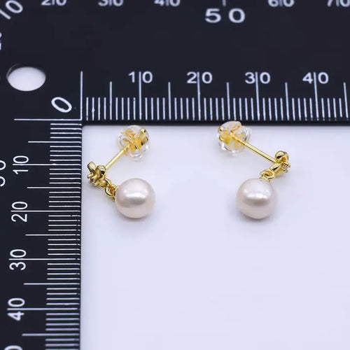 24K Gold Filled Freshwater Pearl Flower Stud Earrings