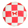 Jolly Red Checkered App Plate with Bow