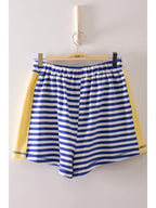 Striped color black shorts: Blue White Yellow