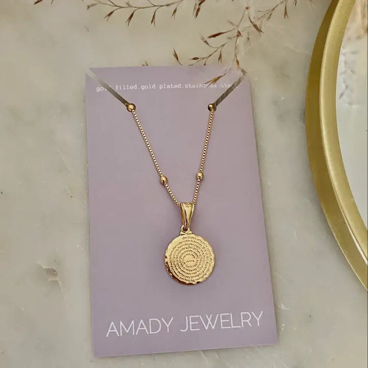 Our Father prayer coin charm Necklace