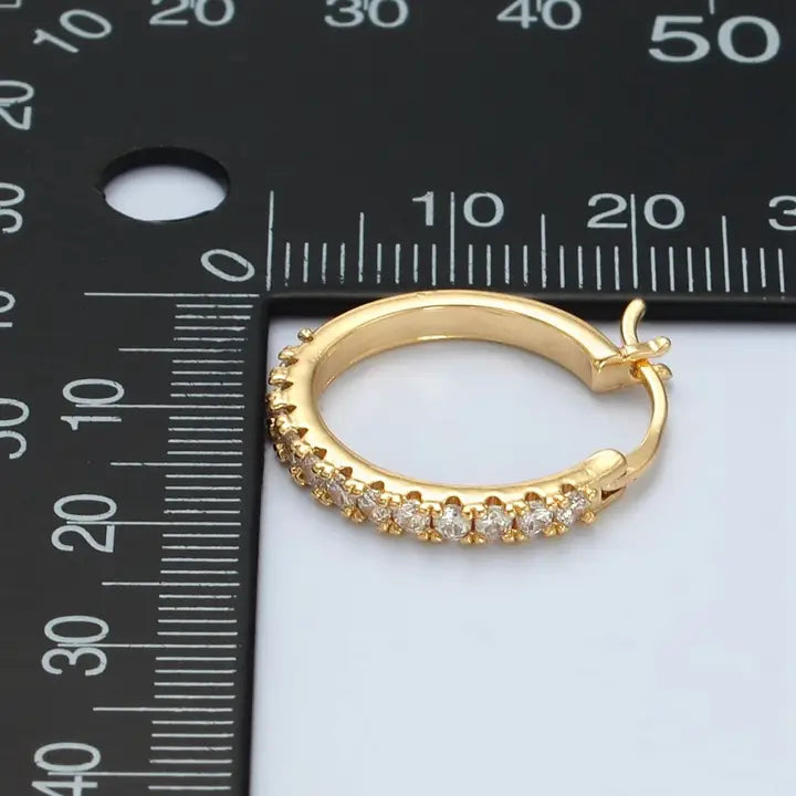 4K Gold Filled 20mm Micro Paved Cz Latch Hoop Earrings