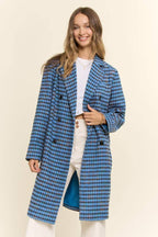 Houndstooth Double Breasted Longline Coat