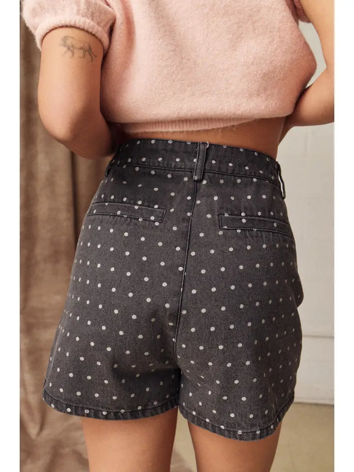 Polka Dot Denim Shorts