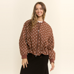 Polka Dot Cotton Twill Bomber Jacket