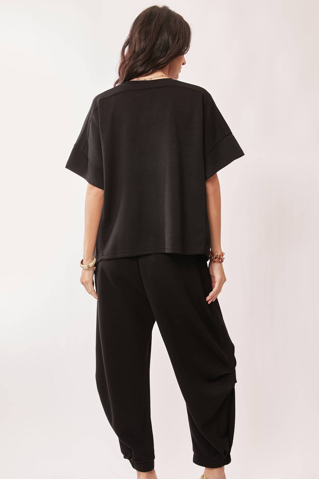 Flowy Top & Banded-Hem Pants Set