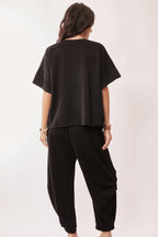 Flowy Top & Banded-Hem Pants Set