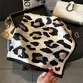 Leopard Print Satin Square Scarf