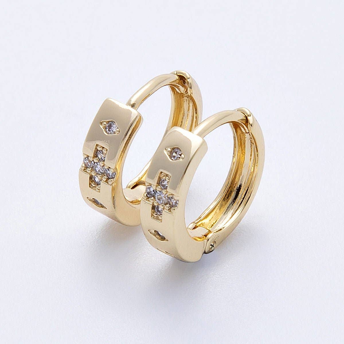 Dotted Cross Cartilage Huggie Earrings