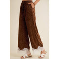 SATIN POLKA DOT WIDE LEG PANTS WITH LACE