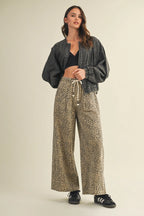 Spotted Print Drawstring Wide leg Pants