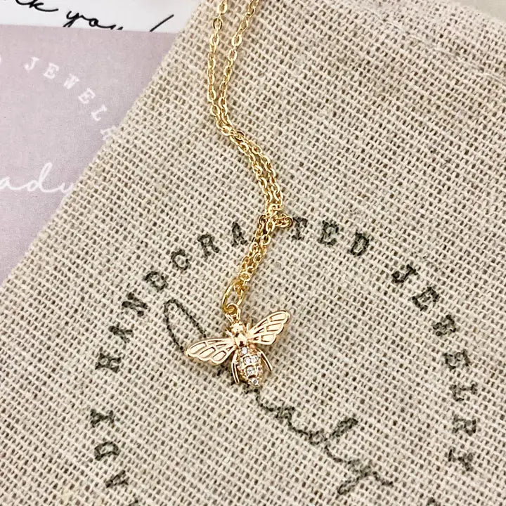 Honey Bee Queen Bee Pendant Charm Necklace