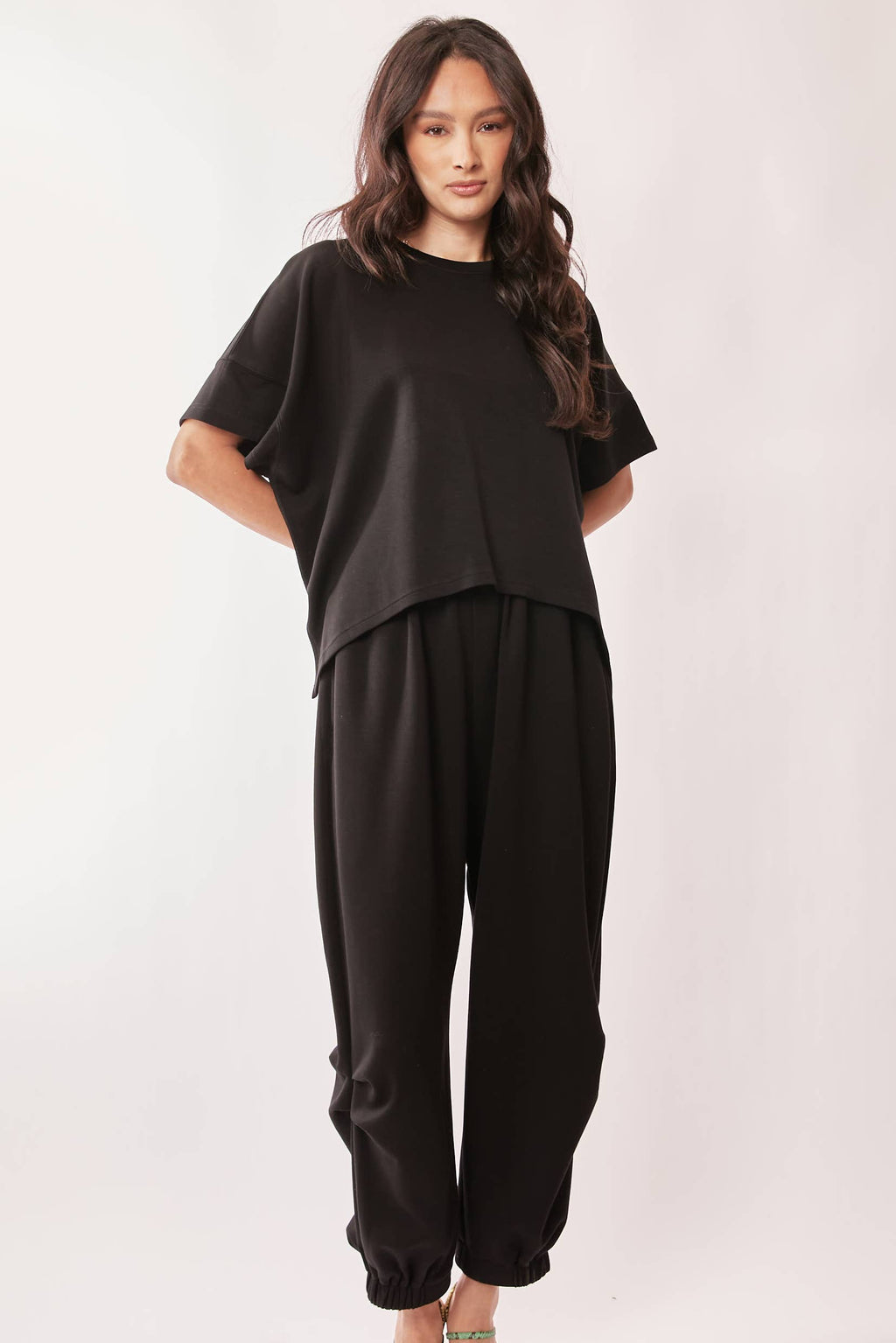 Flowy Top & Banded-Hem Pants Set