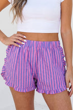 Striped Ruffled Hem Shorts