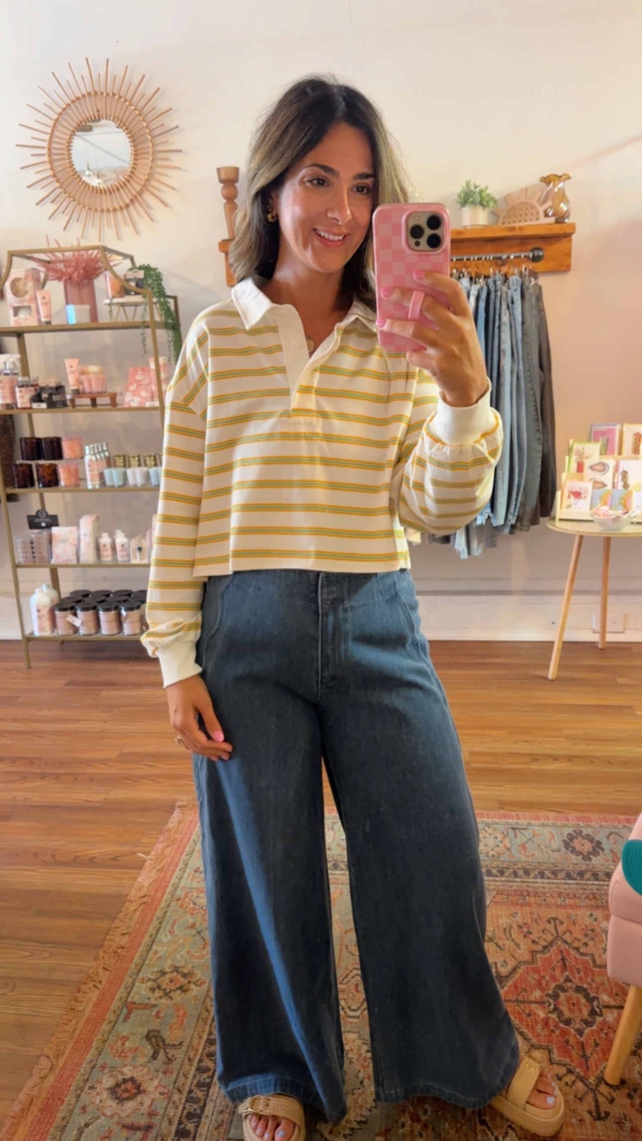 Striped long-sleeve collar polo shirts