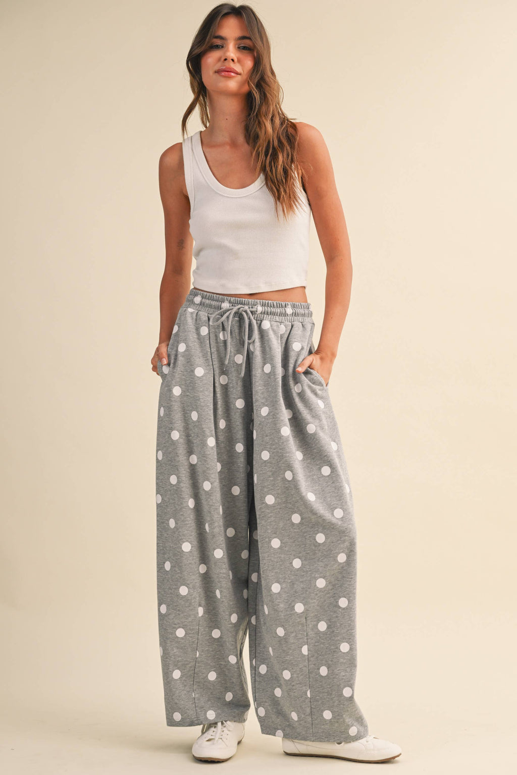 POLKA DOT PRINTED BARREL CASUAL SWEATPANTS