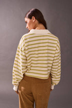Striped long-sleeve collar polo shirts