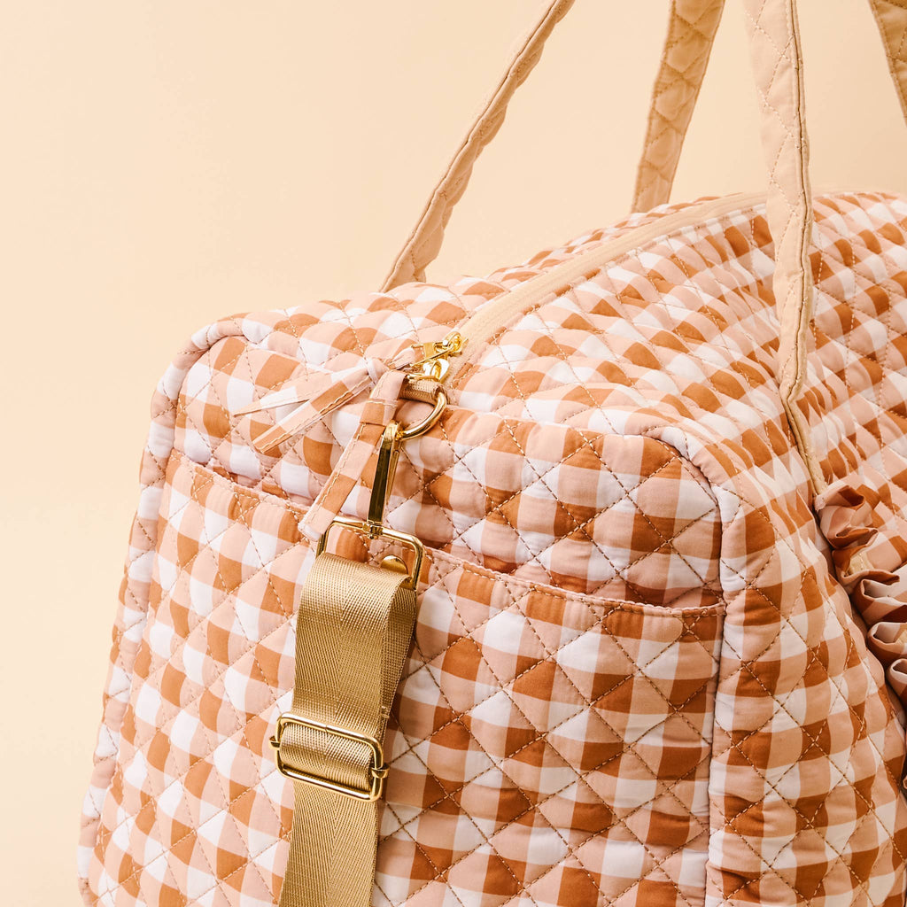 On-the-Go Quilted Weekender Bag-Maple Gingham