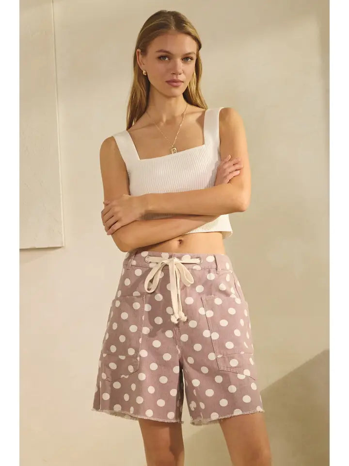 Polka-Dot drawstring shorts