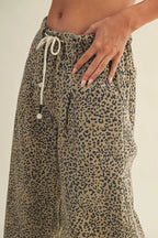 Spotted Print Drawstring Wide leg Pants