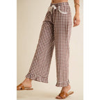 GINGHAM LACE RUFFLED PANTS