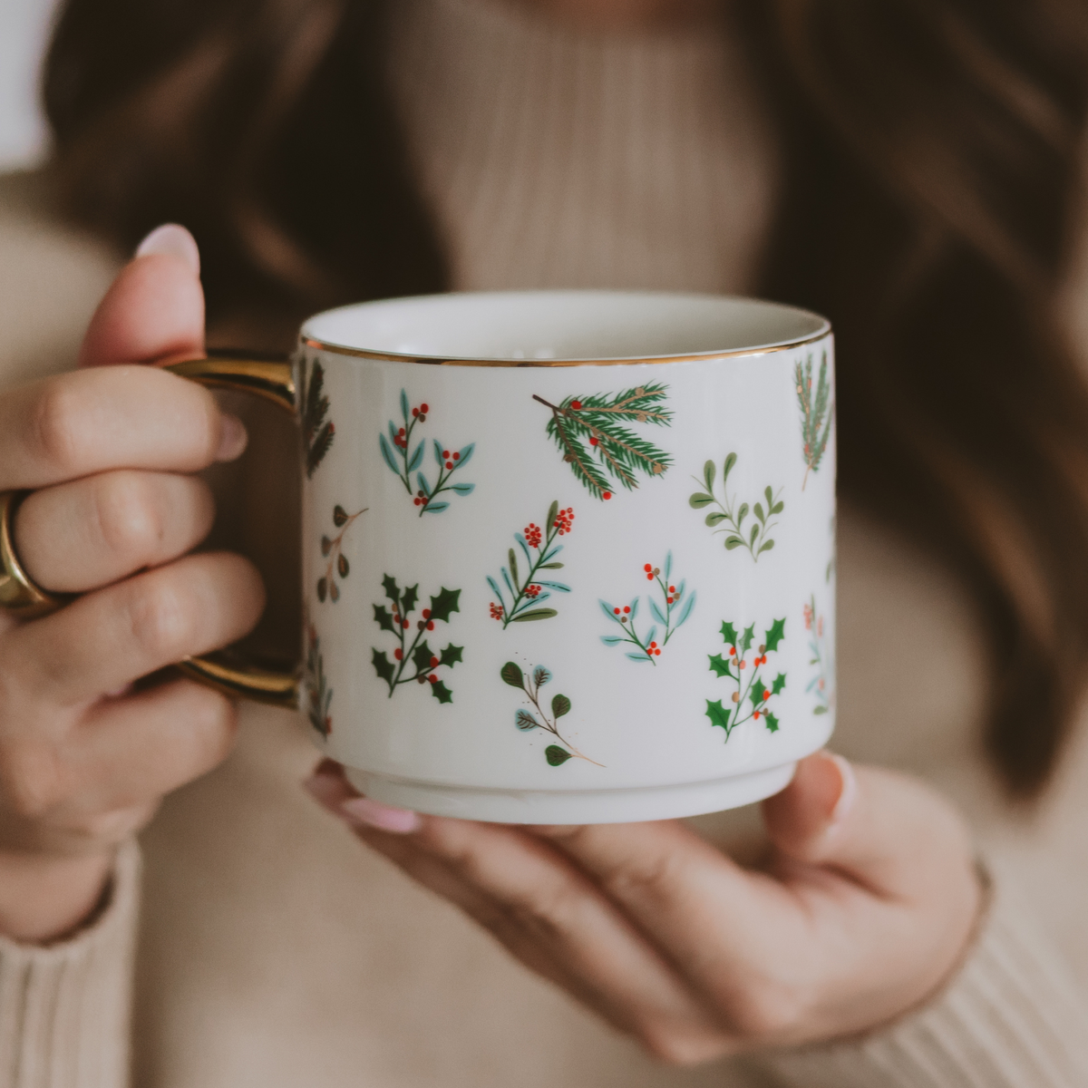 Holiday Greenery Coffee Mug - Christmas Decor