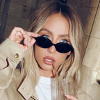 Retro Street Style Small Oval Frame Sunglasses: Black