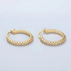 4K Gold Filled 20mm Micro Paved Cz Latch Hoop Earrings