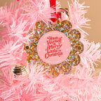 Scalloped Round Picture Frame Ornament-Gold Glitter