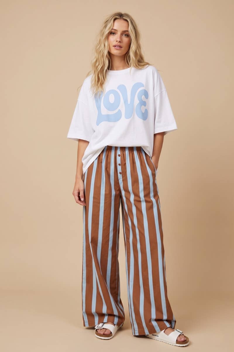 Stripe Wide-Leg Lounge Pants
