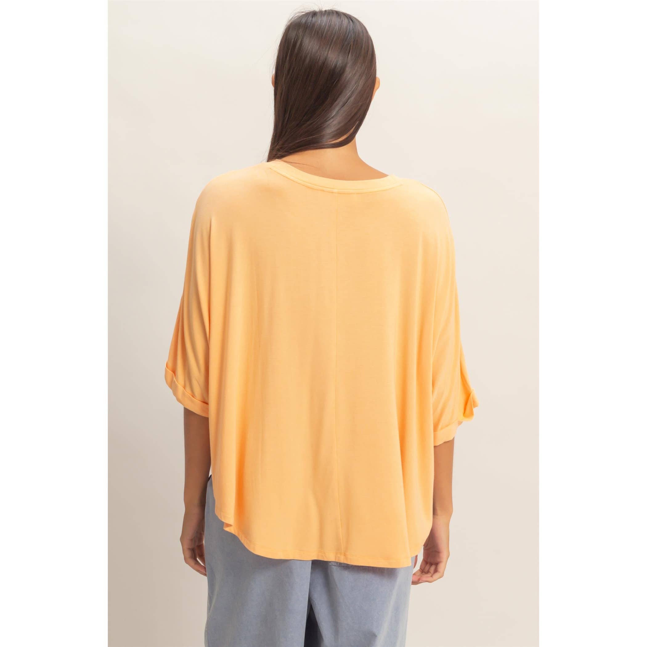 Relaxed High-Low Batwing Sleeve Top