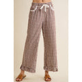 GINGHAM LACE RUFFLED PANTS
