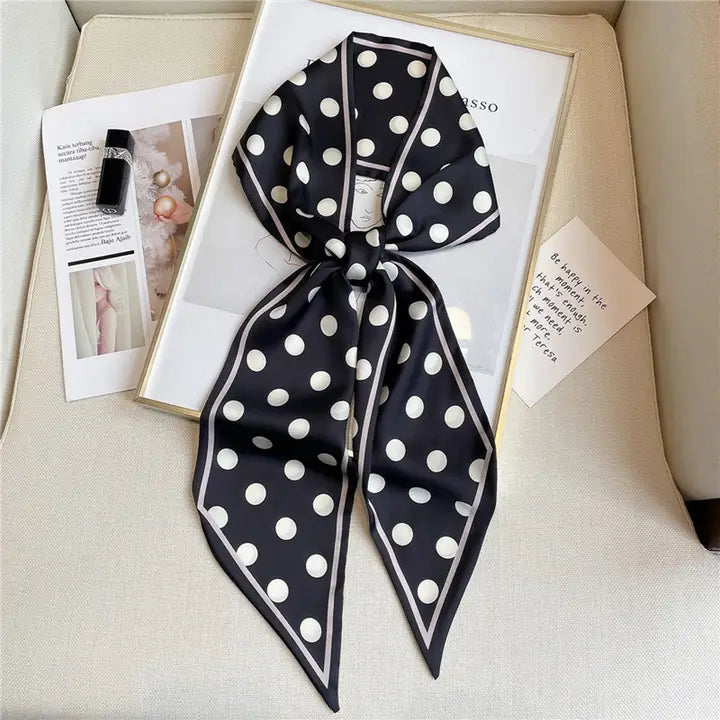 Polka Dot Simple Geometric Long Silk Head SCARF