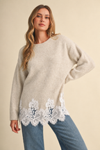 Lace Crew Neck Sweater