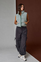 Green Gingham Puffer Vest