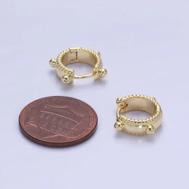 14K Gold Filled 11mm Bubble Bead Croissant Cartilage Huggie Earrings in Gold