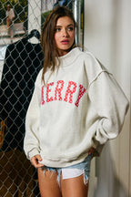 "MERRY" Mock Neck Sweatshirt