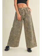 Spotted Print Drawstring Wide leg Pants